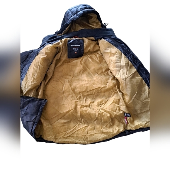 HAWKE & Co Thermal insulation hooded coat HK HEAT poly fill black grey camo Mens - Picture 3 of 13